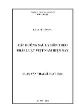 Tóm tắt Luận văn Cấp dưỡng sau ly hôn theo pháp luật Việt Nam hiện nay