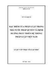 Tóm tắt luận văn Đặc điểm của pháp luật trong nhà nước pháp quyền và định hướng phát triển hệ thống pháp luật Việt Nam