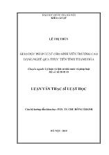Tóm tắt Luận văn Giáo dục pháp luật cho sinh viên trường Cao đẳng nghề qua thực tiễn tỉnh Thanh Hóa
