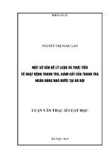 Tóm tắt Luận văn Một số vấn đề lý luận và thực tiễn về hoạt động thanh tra, giám sát của thanh tra ngân hàng nhà nước tại Hà Nội
