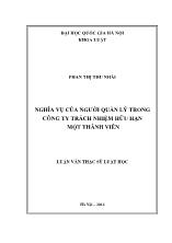 Tóm tắt luận văn Nghĩa vụ của người quản lý trong công ty trách nhiệm hữu hạn một thành viên