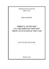 Tóm tắt luận văn Nhiệm vụ, quyền hạn của viện kiểm sát nhân dân trong tố tụng dân sự Việt Nam