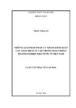 Tóm tắt Luận văn Những giải pháp phát lý nhằm kiểm soát các giao dịch tư lợi trong hoạt động doanh nghiệp nhà nước ở Việt Nam