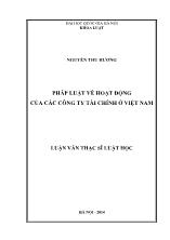Tóm tắt Luận văn Pháp luật về hoạt động của các công ty tài chính ở Việt Nam