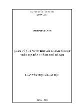 Tóm tắt luận văn Quản lý nhà nước đối với doanh nghiệp trên địa bàn thành phố Hà Nội