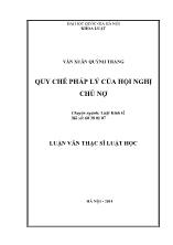 Tóm tắt luận văn Quy chế pháp lý của hội nghị chủ nợ