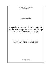 Tóm tắt luận văn Thi hành pháp luật về thu chi ngân sách địa phương trên địa bàn thành phố Hà Nội