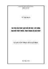 Tóm tắt Luận văn Vai trò của pháp luật đối với việc xây dựng đạo đức thầy thuốc - Thực trạng và giải pháp