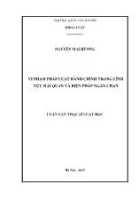 Tóm tắt luận văn Vi phạm pháp luật hành chính trong lĩnh vực hải quan và biện pháp ngăn chặn