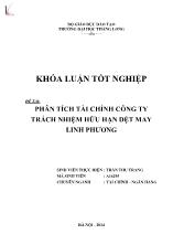 Khóa luận Phân tích tài chính công ty trách nhiệm hữu hạn dệt may Linh Phương