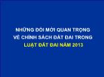 Những đổi mới quan trọng về chính sách đất đai trong luật đất đai năm 2013