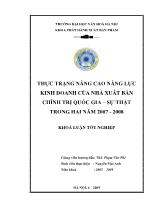 Tóm tắt Khóa luận Thực trạng nâng cao năng lực kinh doanh của nhà xuất bản chính trị quốc gia – sự thật trong hai năm 2007 - 2008