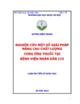 Luận án Nghiên cứu một số giải pháp nâng cao chất lượng cung ứng thuốc tại bệnh viện nhân dân 115