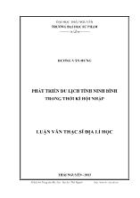 Phát triển du lịch tỉnh Ninh Bình trong thời kì hội nhập