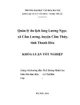 Tóm tắt Khóa luận Quản lý du lịch làng Lương Ngọc, xã Cẩm Lương, huyện Cẩm Thủy, tỉnh Thanh Hóa