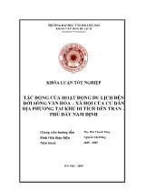 Tóm tắt khóa luận Tác động của hoạt động du lịch đến đời sống văn hóa xã hội của cư dân địa phương tại khu di tích đền Trần - Phủ Dầy Nam Định