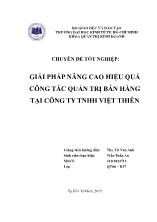 Chuyên đề Giải pháp nâng cao hiệu quả công tác quản trị bán hàng tại công ty TNHH Việt Thiên