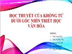 Học thuyết của Khổng Tử dưới góc nhìn triết học văn hóa