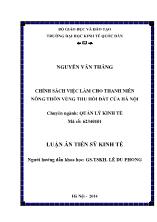 Luận án Chính sách việc làm cho thanh niên nông thôn vùng thu hồi đất của Hà Nội