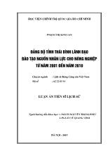 Luận án Đảng bộ tỉnh Thái Bình lãnh đạo đào tạo nguồn nhân lực cho nông nghiệp từ năm 2001 đến năm 2010