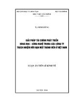 Luận án Giải pháp tài chính phát triển khoa học - công nghệ trong các Công ty trách nhiệm hữu hạn một thành viên ở Việt Nam