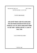 Luận án Giải quyết tranh chấp về chống bán phá giá trong khuôn khổ WTO và sự tham gia của các nước đang phát triển và Việt Nam – những vấn đề lý luận và thực tiễn