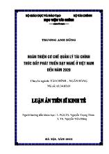 Luận án Hoàn thiện cơ chế quản lý tài chính thúc đẩy phát triển dạy nghề ở Việt Nam đến năm 2020