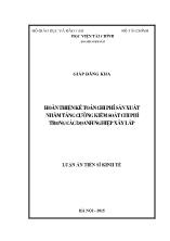 Luận án Hoàn thiện kế toán chi phí sản xuất nhằm tăng cường kiểm soát chi phí trong các doanh nghiệp xây lắp