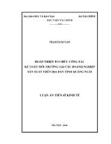 Luận án Hoàn thiện tổ chức công tác kế toán môi trường tại các doanh nghiệp sản xuất trên địa bàn tỉnh Quảng Ngãi