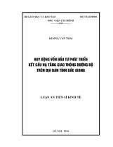 Luận án Huy động vốn đầu tư phát triển kết cấu hạ tầng giao thông đường bộ trên địa bàn tỉnh Bắc Giang