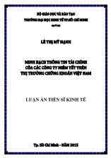 Luận án Minh bạch thông tin tài chính của các công ty niêm yết trên thị trường chứng khoán Việt Nam