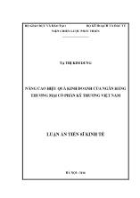 Luận án Nâng cao hiệu quả kinh doanh của ngân hàng thương mại cổ phần kỹ thương Việt Nam