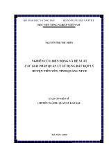 Luận án Nghiên cứu biến động và đề xuất các giải pháp quản lý sử dụng đất hợp lý huyện Tiên Yên, tỉnh Quảng Ninh