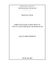 Luận án Nghiên cứu quan hệ lao động trong các công ty cổ phần trên địa bàn thành phố Hà Nội