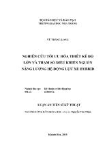 Luận án Nghiên cứu tối ưu hóa thiết kế độ lớn và tham số điều khiển nguồn năng lượng hệ động lực xe hybrid