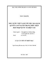 Luận án Nhà nước Việt Nam với việc bảo đảm quyền con người trong điều kiện hội nhập quốc tế hiện nay