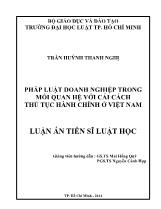 Luận án Pháp luật doanh nghiệp trong mối quan hệ với cải cách thủ tục hành chính ở Việt Nam