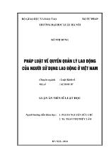 Luận án Pháp luật về quyền quản lý lao động của người sử dụng lao động ở Việt Nam