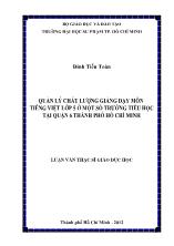 Luận án Quản lý chất lượng giảng dạy môn Tiếng Việt lớp 5 ở một số trường tiểu học tại quận 6 Thành phố Hồ Chí Minh