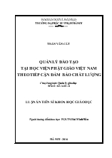 Luận án Quản lý đào tạo tại học viện phật giáo Việt Nam theo tiếp cận đảm bảo chất lượng