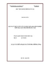 Luận án Quản lý nhà nước về cổ phần hóa doanh nghiệp trên địa bàn thành phố Hà Nội