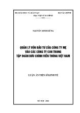 Luận án Quản lý vốn đầu tư của công ty mẹ vào các công ty con trong tập đoàn bưu chính viễn thông Việt Nam