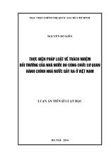 Luận án Thực hiện pháp luật về trách nhiệm bồi thường của nhà nước do công chức cơ quan hành chính nhà nước gây ra ở Việt Nam