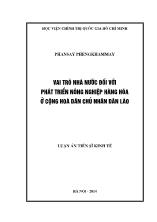 Luận án Vai trò nhà nước đối với phát triển nông nghiệp hàng hóa ở Cộng hoà dân chủ nhân dân Lào