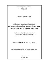 Luận văn Giáo dục nhân quyền trong hệ thống các trường đại học ở Việt Nam, một số vấn đề lý luận và thực tiễn