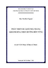 Luận văn Phát triển du lịch Nha Trang (Khánh Hòa) theo hướng bền vững