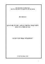 Luận văn Quan hệ Ấn Độ - ASEAN trong thập niên đầu của thế kỉ XXI