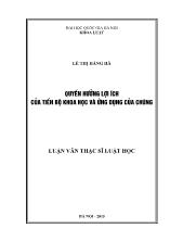 Luận văn Quyền hưởng lợi ích của tiến bộ khoa học và ứng dụng của chúng