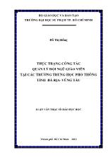 Luận văn Thực trạng công tác quản lý đội ngũ giáo viên tại các trường trung học phổ thông tỉnh Bà Rịa – Vũng Tàu