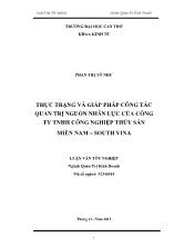 Luận văn Thực trạng và giải pháp quản trị nguồn nhân lực của Công ty TNHH Công nghiệp thủy sản Miền Nam – South Vina